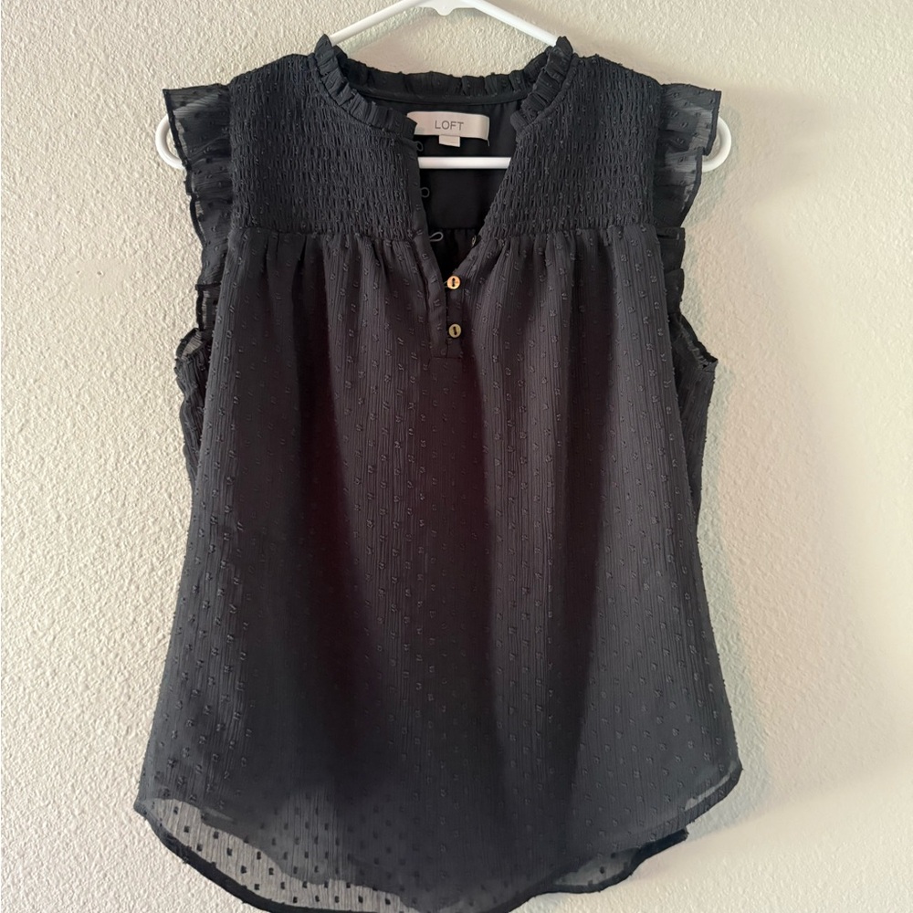 LOFT Elegant Black Ruffle Blouse
